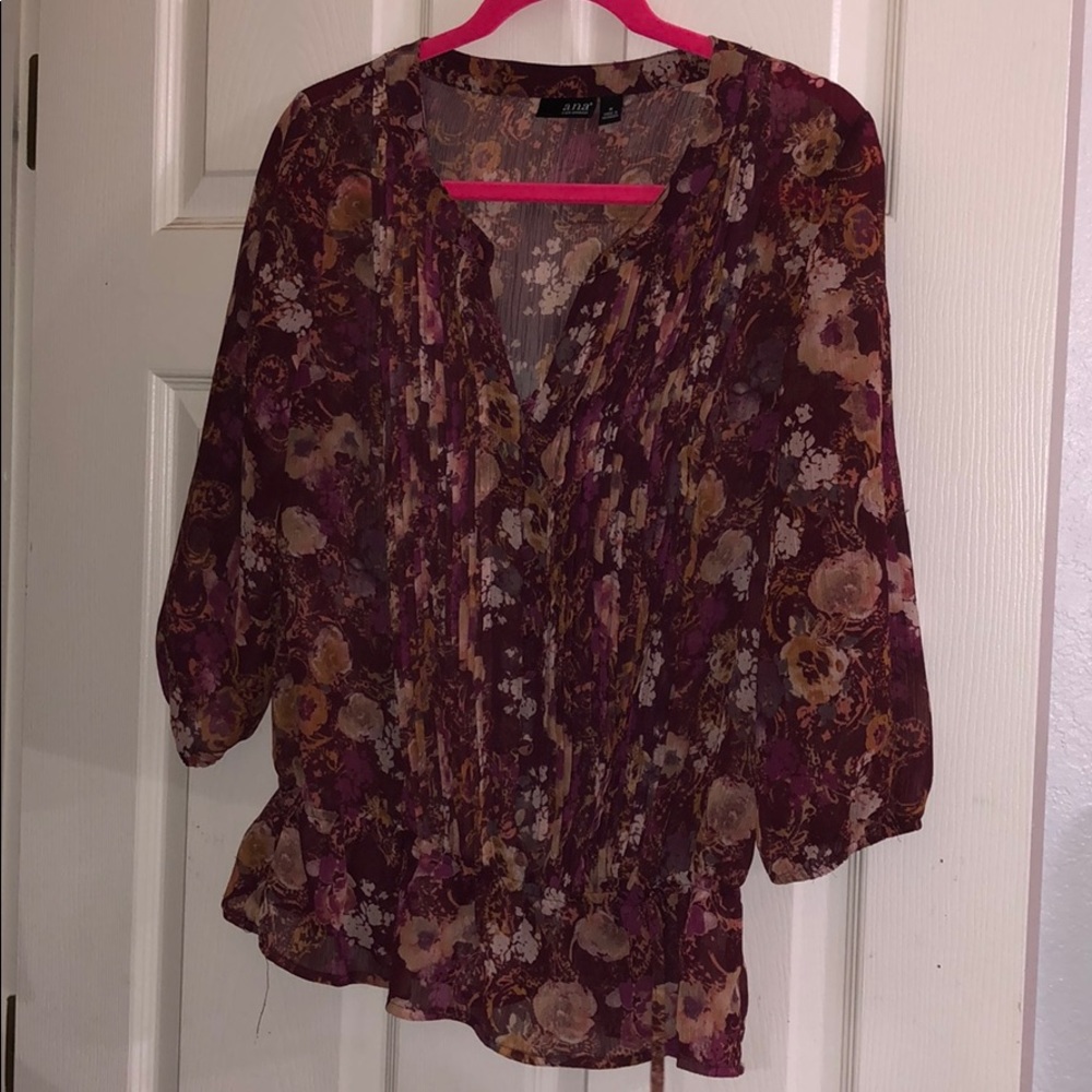 A.N.A mesh floral blouse